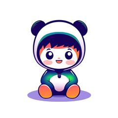 Playful cartoon panda character digital art whimsical style cheerful environment close-up view fun concept