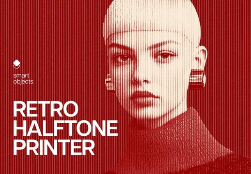Retro Halftone Print Effect Mockup