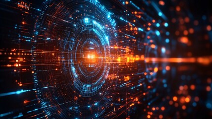 Obraz premium Modern technology IT solutions illustration with digital circuits, abstract tech elements, and innovative design for business and technology themes.
