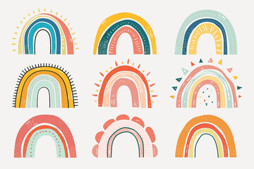 Cute rainbow vector set