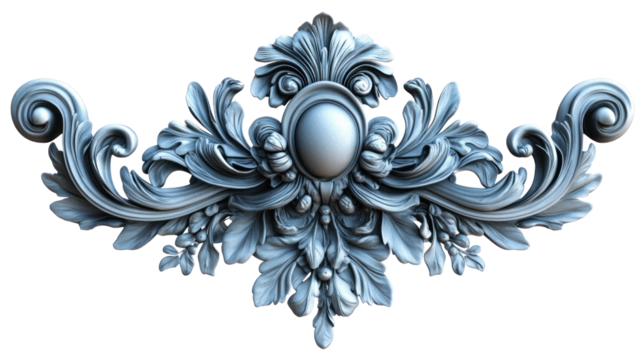 Intricate decorative element with floral motifs, featuring a central orb, designed for sophisticated artistic applications.