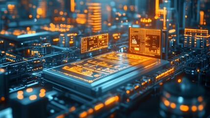 Illustration of technology merging with financial advisory, showcasing trading, market insights, and digital tools for innovative investment strategies.
