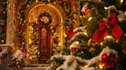 Fototapeta premium A beautifully decorated Christmas-themed sculpture of an old Victorian town