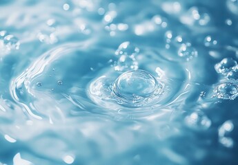 High-Definition Close-Up of Water Droplets Creating Ripples on a Smooth Surface, Capturing the Serenity and Beauty of Nature's Elements in a Calm Environment