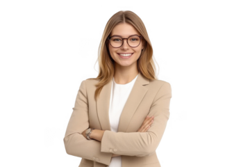 Successful confident woman business coach standing with crossed hands