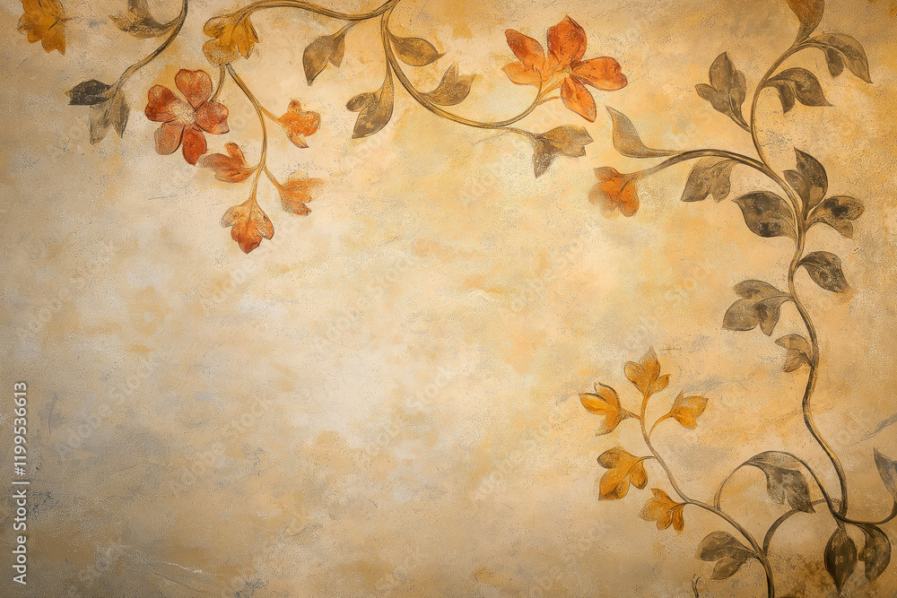 Poster ancient wall fresco. vintage ornament. slide background with space for text. background image. creat