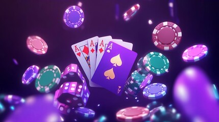 Exciting Casino Poker Game with Aces and Chips
