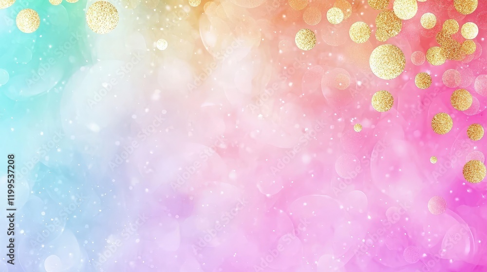 Poster colorful and shimmering background with bokeh effect and glittery circles for vibrant and festive de