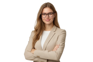 Successful confident woman business coach standing with crossed hands