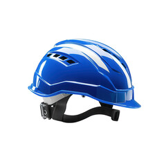 Fototapeta premium Safety action blue hard hat transparent background industrial site product showcase professional environment
