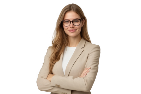 Successful confident woman business coach standing with crossed hands