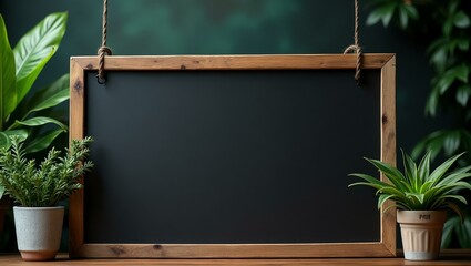 A dark forest fade background offers a blank wooden signage board with ample space for text