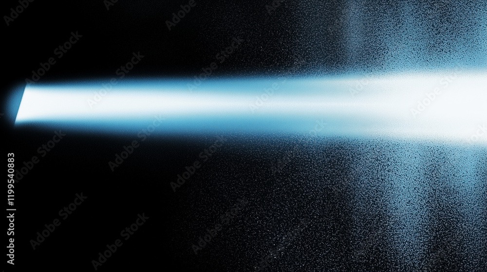 Aufkleber abstract blue beam of light on a dark black background with a grainy texture and blurred details, cr