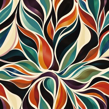 modern art abstract shape seamless pattern art retro line dynamic style flow paint