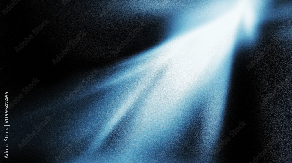 Aufkleber abstract blue beam of light on a dark black background with a grainy texture and blurred details, cr
