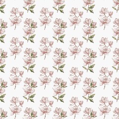 Fototapeta premium Magnolia watercolor pattern for elegant textile designs and home decor projects
