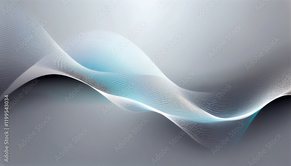 Poster elegant wave patterns dance across a soft gray background