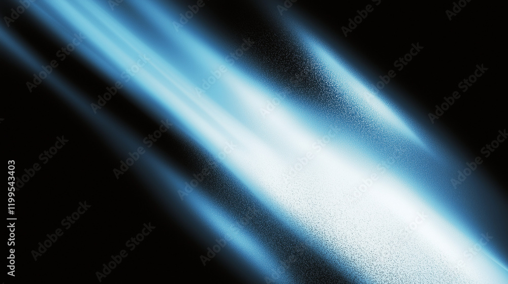 Aufkleber abstract blue beam of light on a dark black background with a grainy texture and blurred details, cr