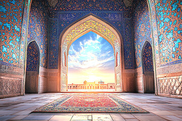 a colorful ornate archway of a mosque