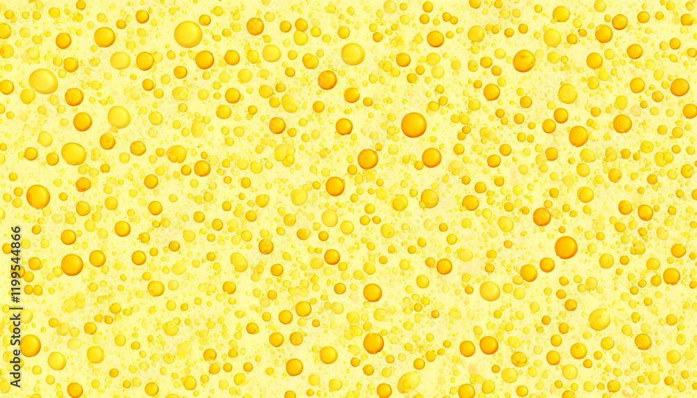 Poster bright yellow background with bubbles creating a cheerful mood