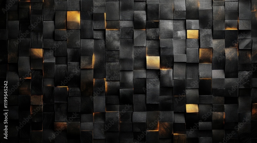 Aufkleber abstract black and gold cube background texture