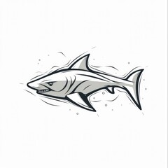 Fototapeta premium Shark Line Art - Continuous Line Pet and Animal Farm Wildlife Logotype 1
