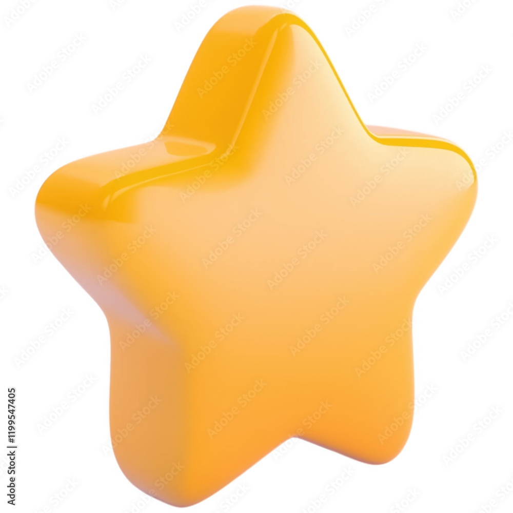 Poster bright yellow star shape with smooth edges and a shiny surface displayed against a plain background