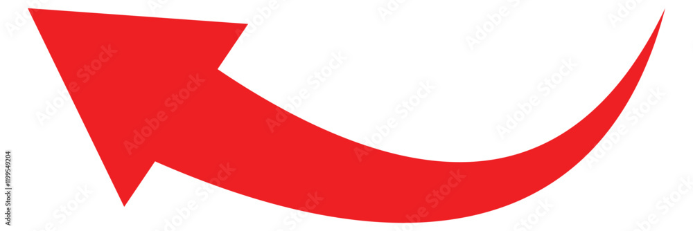 Poster curved long arrow icon. red long arrow vector. flat style arrow symbol. red curve arrow icon vector.