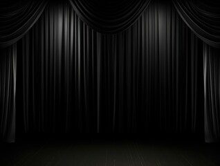 Stage Playhouse Backdrop - Black Curtain Texture Art with Conceptual Spotlight Light Decoration