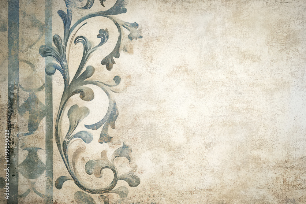 Poster ancient wall fresco. vintage ornament. slide background with space for text. background image. creat