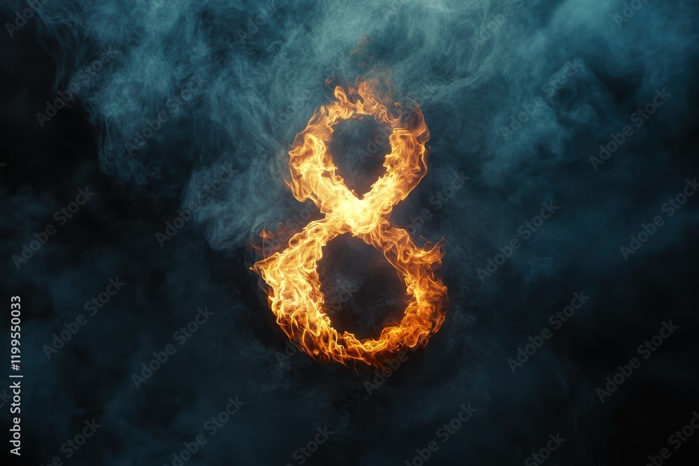 Poster redefined burnout isolation symbol with dynamic flame effect and smoke backdrop