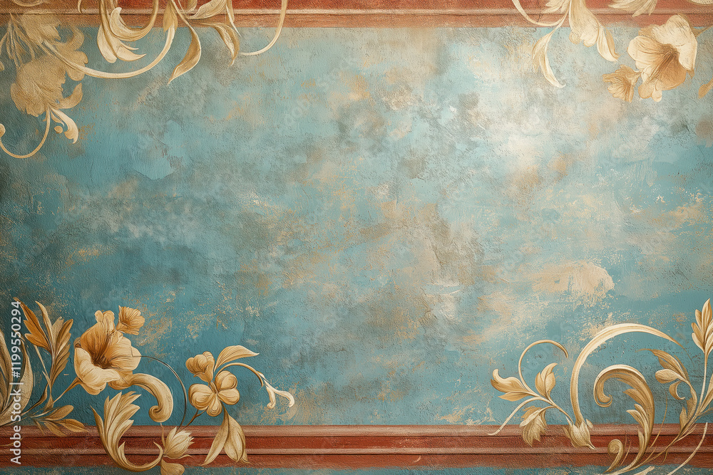 Poster ancient wall fresco. vintage ornament. slide background with space for text. background image. creat