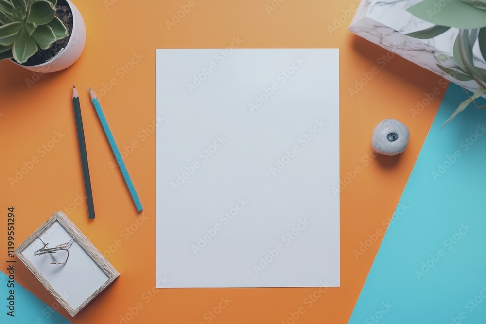 Wall mural a4 format empty paper note template. white sheet paper mock up. 3d illustrating., generative ai