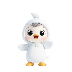 Obraz premium Cute cartoon character in white costume playful scene digital art cheerful atmosphere front view whimsical design