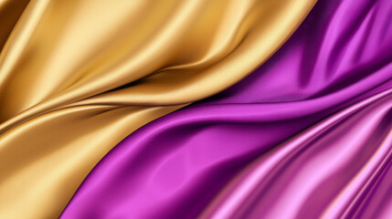 Obraz premium Purple and gold fabric is folded and draped over a table
