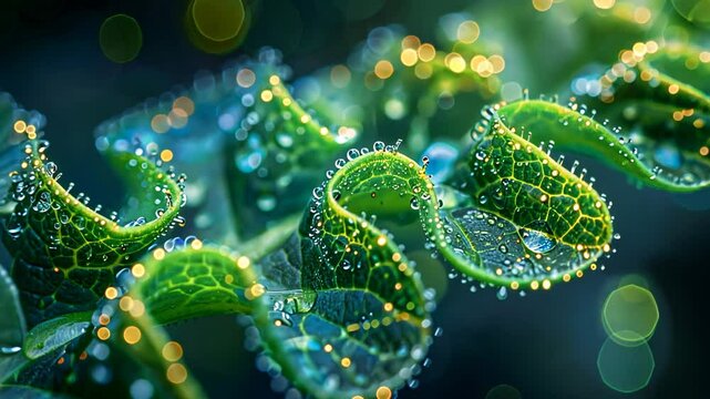 Detailed shot of a wavy green leaf, highlighting its unique shape and veins