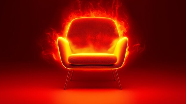 Fiery armchair burning chair hot seat fiery furniture incandescent design red flames modern chair