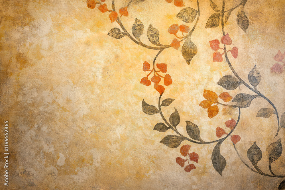 Poster ancient wall fresco. vintage ornament. slide background with space for text. background image. creat