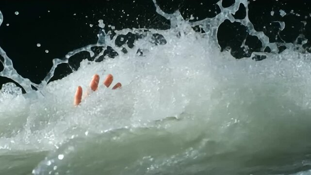 Rescue Hands Reaching Down in Turbulent Waters