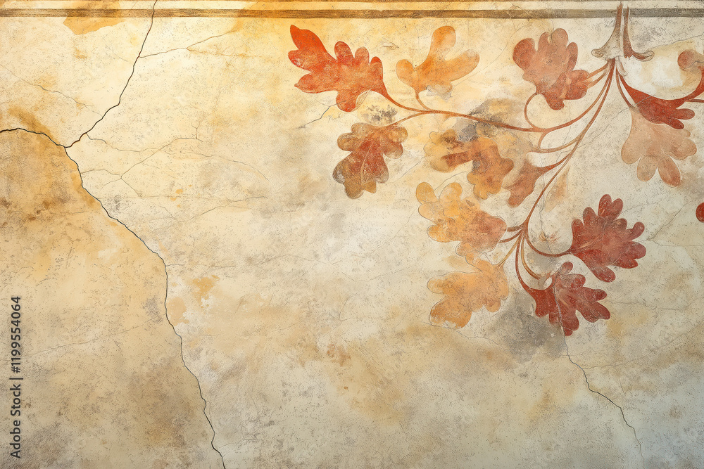 Poster ancient wall fresco. vintage ornament. slide background with space for text. background image. creat