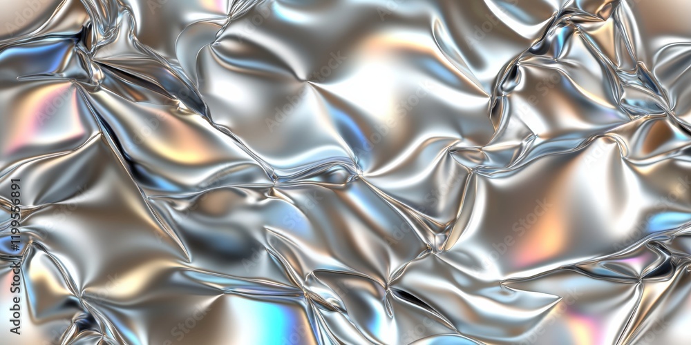 Poster abstract metallic surface with iridescent highlights and fluid texture theme