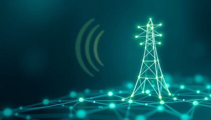 A modern, abstract representation of a wireless communication tower