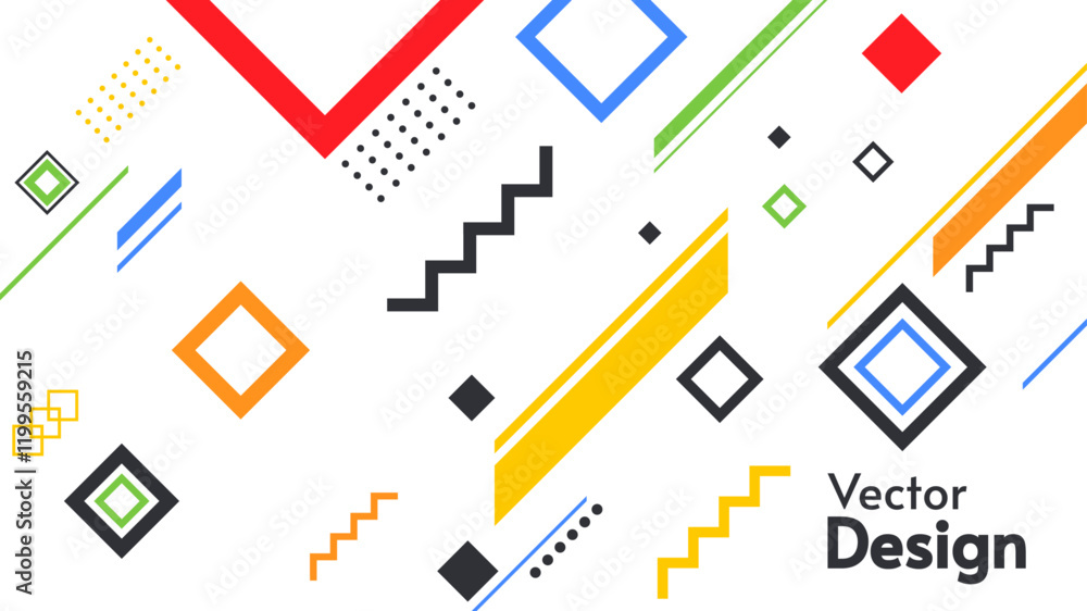 Poster colorful abstract vector design featuring geometric shapes, lines, and patterns. modern composition 