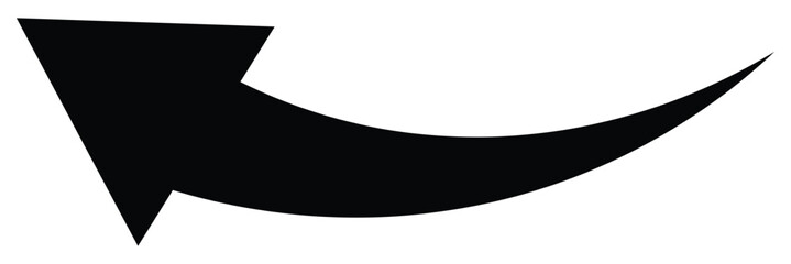 Curved arrow left direction vector sign isolated on white background.