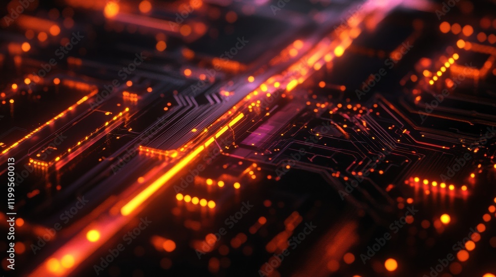 Aufkleber technology background with glowing digital waves and futuristic light patterns