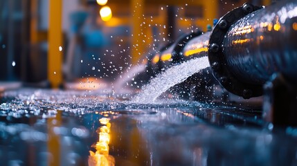 Burst pipe leaking water, indicating urgent repair needs.