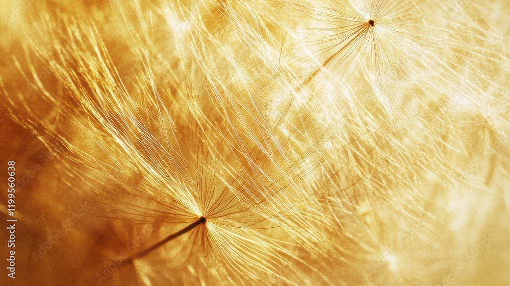 Aufkleber Close-up view of intricate dandelion seeds illuminated by gentle morning light, showcasing their fragile structure and delicate texture, creating a dreamy atmosphere of nature's wonders