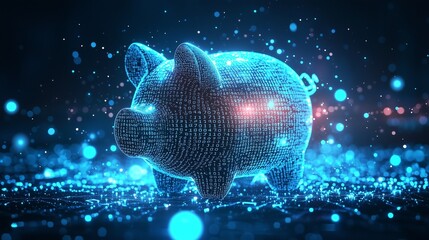 Digital piggy bank symbolizes blockchain savings and secure wallets.