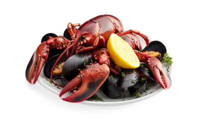 Fresh Boiled craw fish on a transparent background
