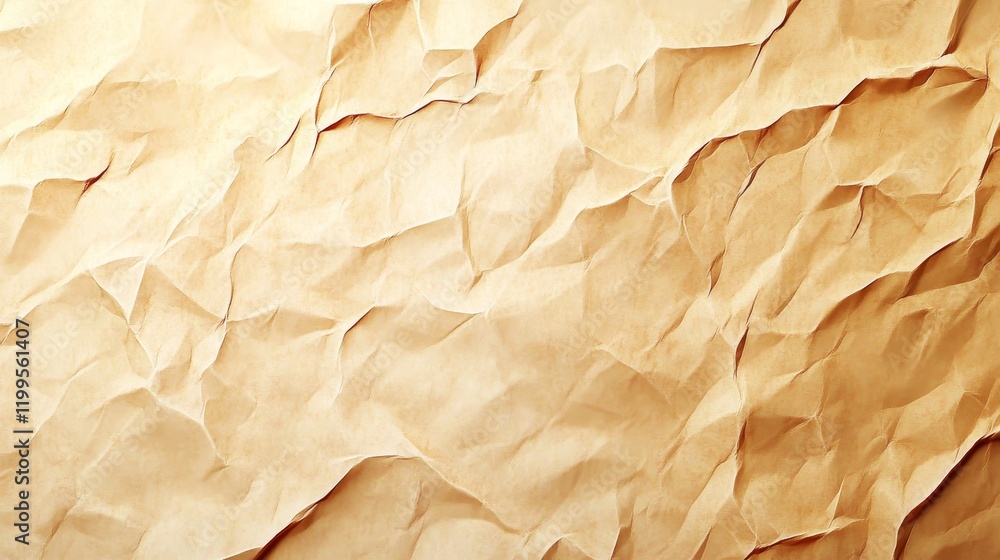 Poster high resolution image of crumpled beige paper. perfect for backgrounds and textures.